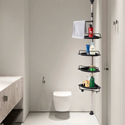 5/4-Tier Adjustable Shower Corner Shelves with Tension Pole