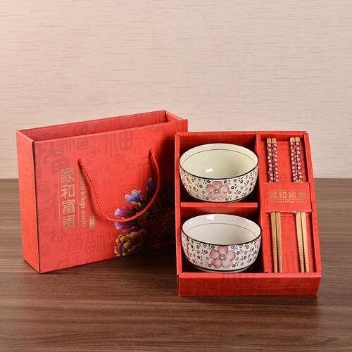 Chinese crafts souvenir tableware bowl chopsticks set gift