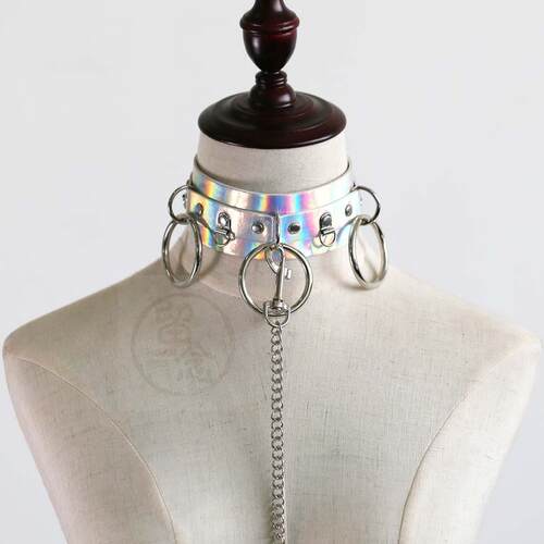 。Alternative adult fun products O-ring laser leather collar