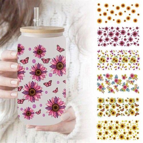 Sunflower UV transfer sticker Glass crystal label crystal