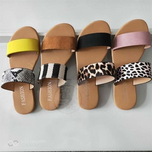 ~Large womens leopard slippers large flat bottomed one-line
