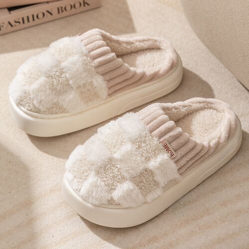 Fuzzy Slippers Womens Home Autumn Winter AntiSlip Indoor Thi