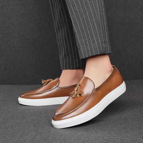 Italy Men Casual Shoes Autumn Leather Loafers Office Shoes F