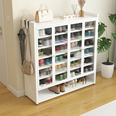钢制大容量鞋柜家用门口落地多层防尘收纳柜对开门长筒靴收纳柜子