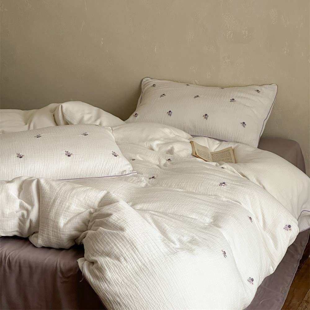 森系少女心双层纱四件套清新小花朵刺绣全棉柔软亲肤被套纯棉床品,3C数码配件,其它配件,淘宝优惠券,粉丝福利购,淘宝优惠卷