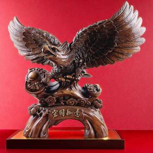 新款上市木纹宏图如意展鸿宏图雄鹰摆件创意办公桌书桌霸气摆件