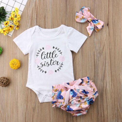 CANIS Newborn Baby Girls Outfits Clothes Short Sleeve Letter