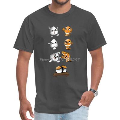 Japanese Sushi Fusion Koi Carp Plain Tshirts Summer Short Sl
