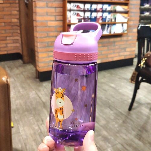 450ml Kids Water Bottle With Straw BPA Free Children Drinkin