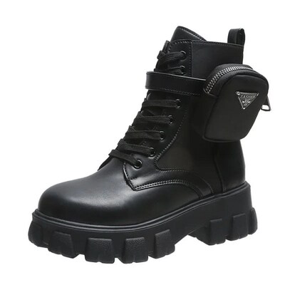 Women Boots New In Motorcycle Ankle Boots Wedges Female Lace