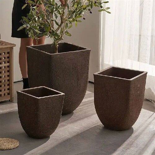 Purple clay flower pot square mouth outdoor garden large