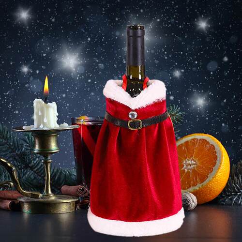 Christmas Wine Bottle ver Velvet Dress Champagne Cap Wine Bo