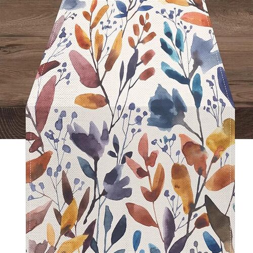 Mexican Day of The Dead Floral Linen Table Runners Holiday P