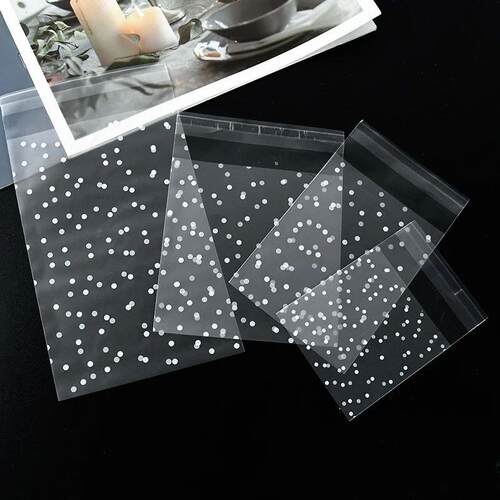 100pcs Plastic Transparent Packing Cellophane Bags Polka Dot