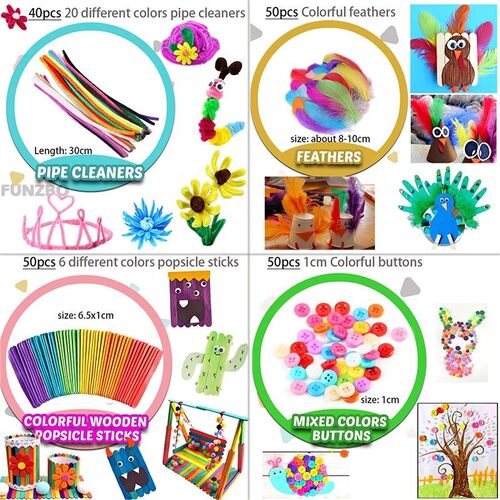 Colorful Pipe Cleaners Craft Kit Popsicle Plush s Pompoms er
