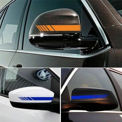 2Pcs Car Racing Stripe er Rearview Mirror Reflective Vinyl D