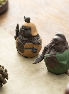 久造紫砂五虎上将关羽摆件创意家居客厅历史人物桌面装饰工艺品