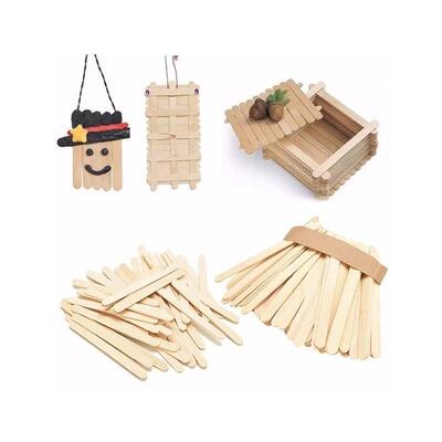 50 PCS Natural Wood Popsicle Sticks Wooden Popsicle Stick Ho