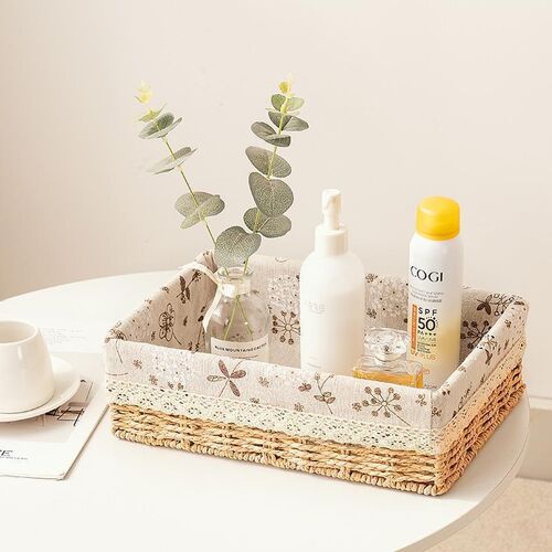 bamboo storage basket box desktop small rattan woven basket