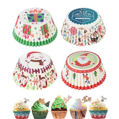 100Pcs Christmas Cupcake Paper Cups Muffin Cupcake Liners Me