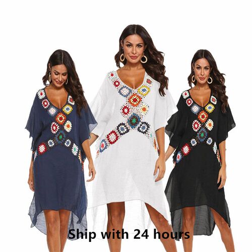 Women Beach Dress Swimsuit Cover Up Pareo Ups 2021 vestido F