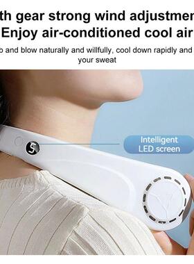 Portable Wearable Neck Fan USB Rechargeable 5 Speeds Adjusta