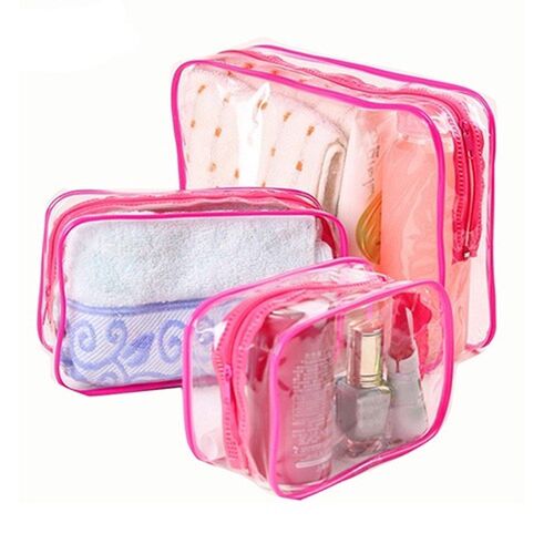 Travel Transparent Cosmetic Bag PVC Women Zipper Clear Makeu