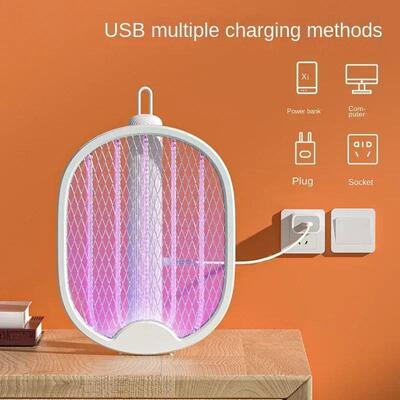 Multi functional foldable electric mosquito swatter USB rech