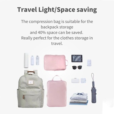 Travel Compression Packing Cube Bag Portable Luggage Clothin