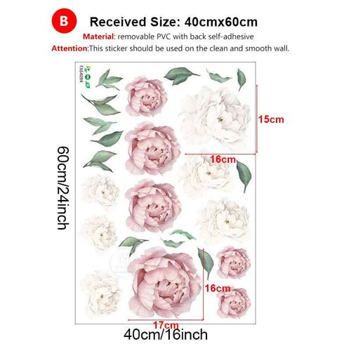 Pink White Watercolor Peony Flowers Wall ers for Kids Room L