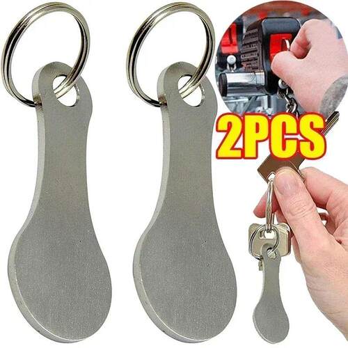 1/2pcs New Metal Shopping Cart Tokens Trolley Token Key Ring