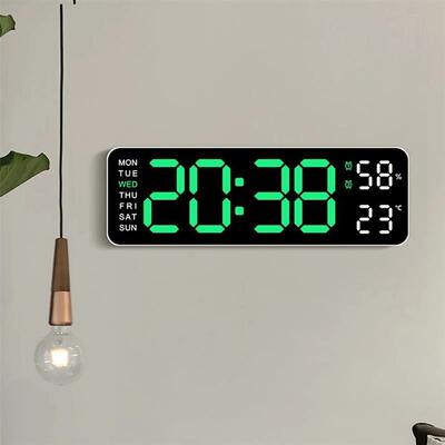 Large Digital Wall Clock Temperature and Humidity Week Displ