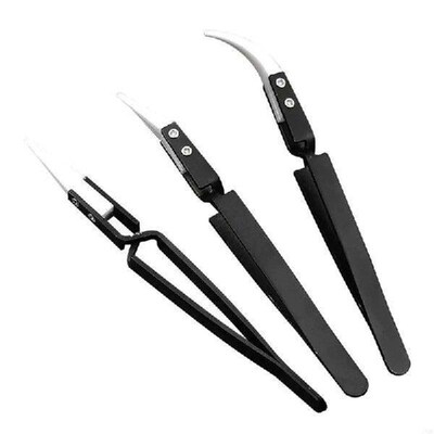 L4MB 3x Ceramic Stainless Steel Tweezers Heat Resistant