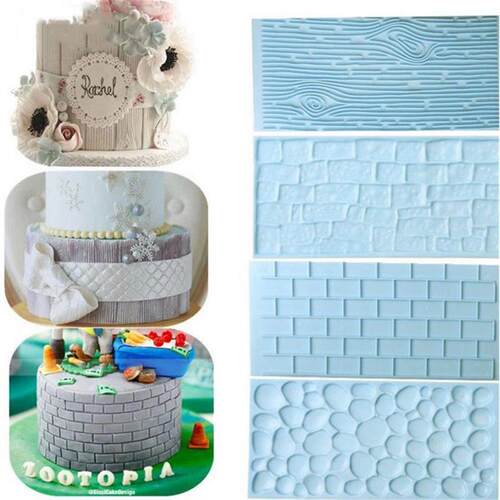 2pcs/set Stone e Bark Shape Embossed Bake Tool Fondant Cake