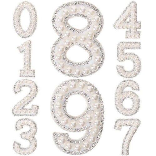 Applique Pearl Number Sticker Clothes Accessory Stitch