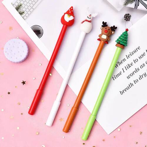 4 Pcs/set Creative Christmas Gel Pen 0.5mm Black Santa Claus