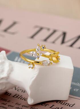 Vintage Heart Zircon Adjustable Rings for Women Stainless St
