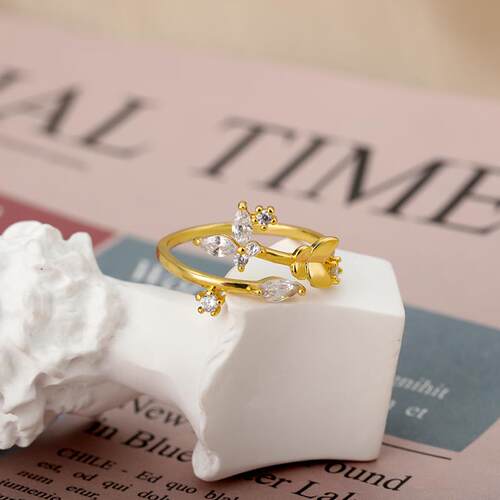 Vintage Heart Zircon Adjustable Rings for Women Stainless St