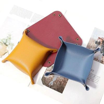 1 Pc Nordic PU Leather Storage Box Desktop Storage Tray Jewe