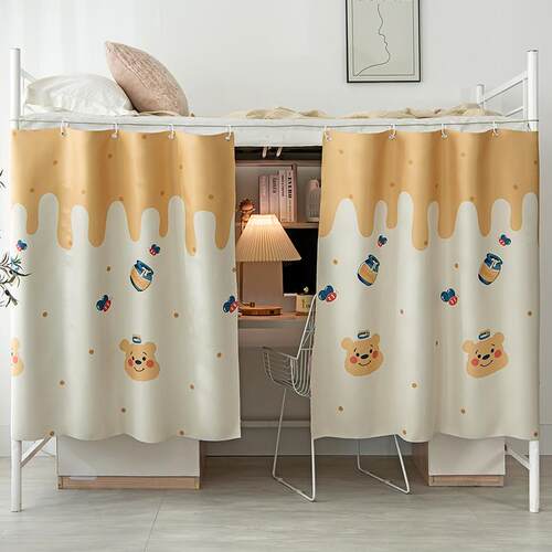 Cartoon bear bed curtain student dormitory strong shading an