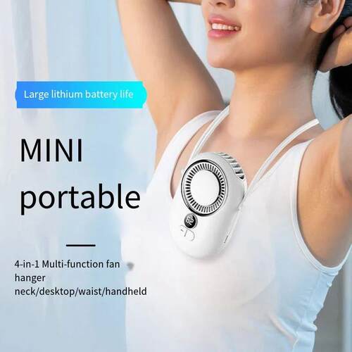 Portable Hanging Neck Fan Digital Display Bladeless Cooling