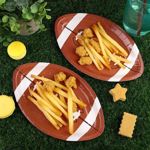25pcs super bowl football paper plate oval food tray potato