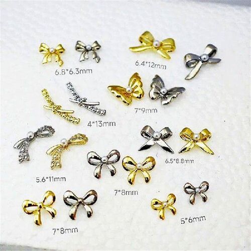Manicure Charms Retro Silver Alloy Bow Mini 3d Bow Charms