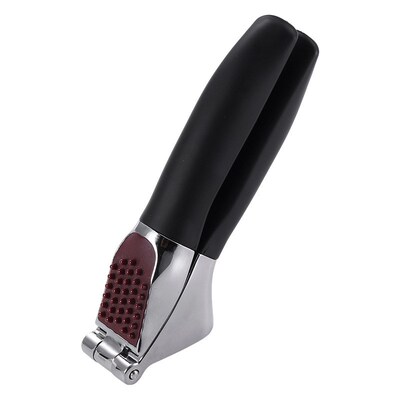 Zinc alloy manual garlic press, thickened for household use.