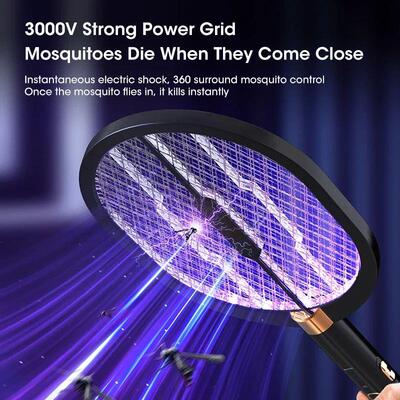 2024 Upgraded 3000V Electric Mosquito Racket With Purple Kil
