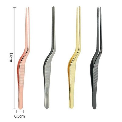 1Pc 14cm Stainless Steel Tweezer Plating Chef Food Tweezer B