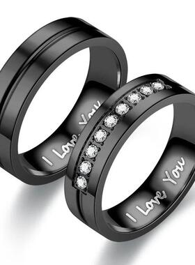 Stainless Steel Couple Engagement Rings for Women Men