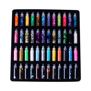 Blue brocade 48 bottles of glitter powder Sequin set handma