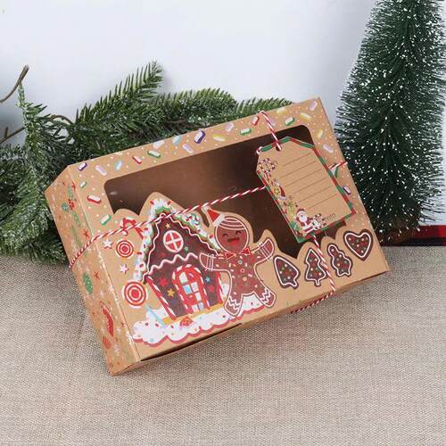 Christmas Candy Cookies Boxes Kraft Paper Gift Box Food Bake