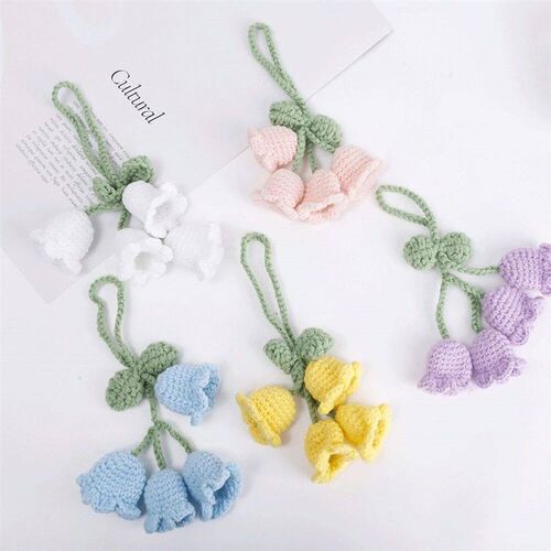 Handmade Flower Knitted Keychain Keyring Women Crocheted Woo
